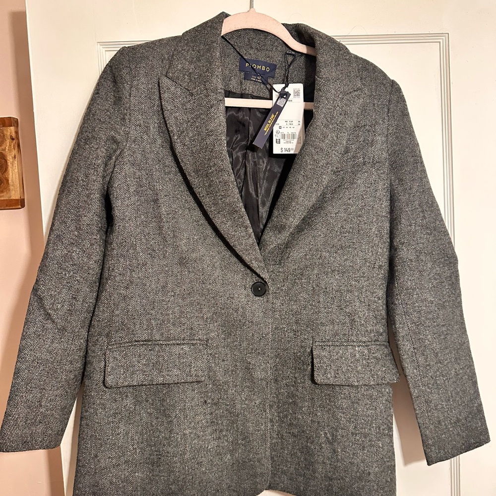 Piombo (Zara copycat) Women's Charcoal Wool Blend Blazer